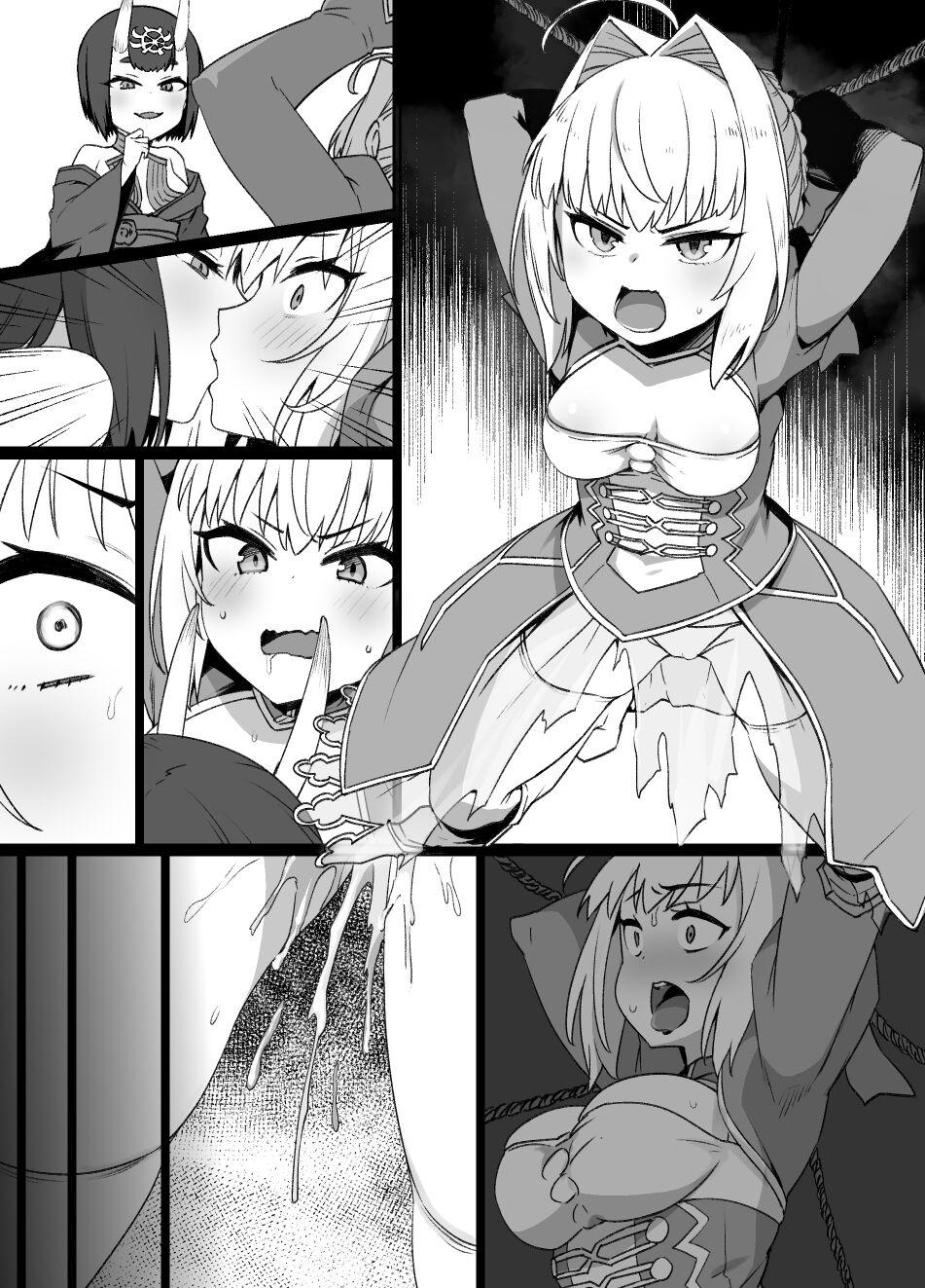 Matures FGO酒呑童子×ネロ憑依漫画 ※憑依乗っ取り＆鬼化 - Fate grand order Free Real Porn - Page 4