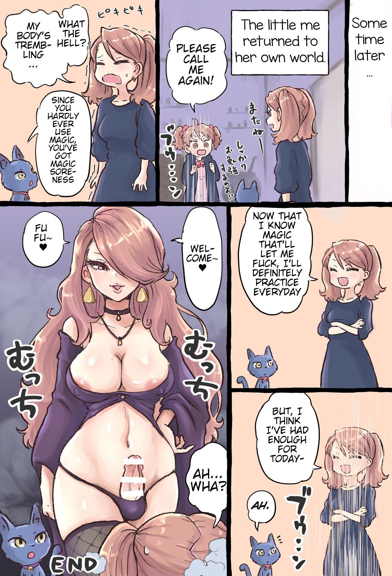 A story about a futanari witch who summons her past self with summoning magic and has sex with her smaller self 16