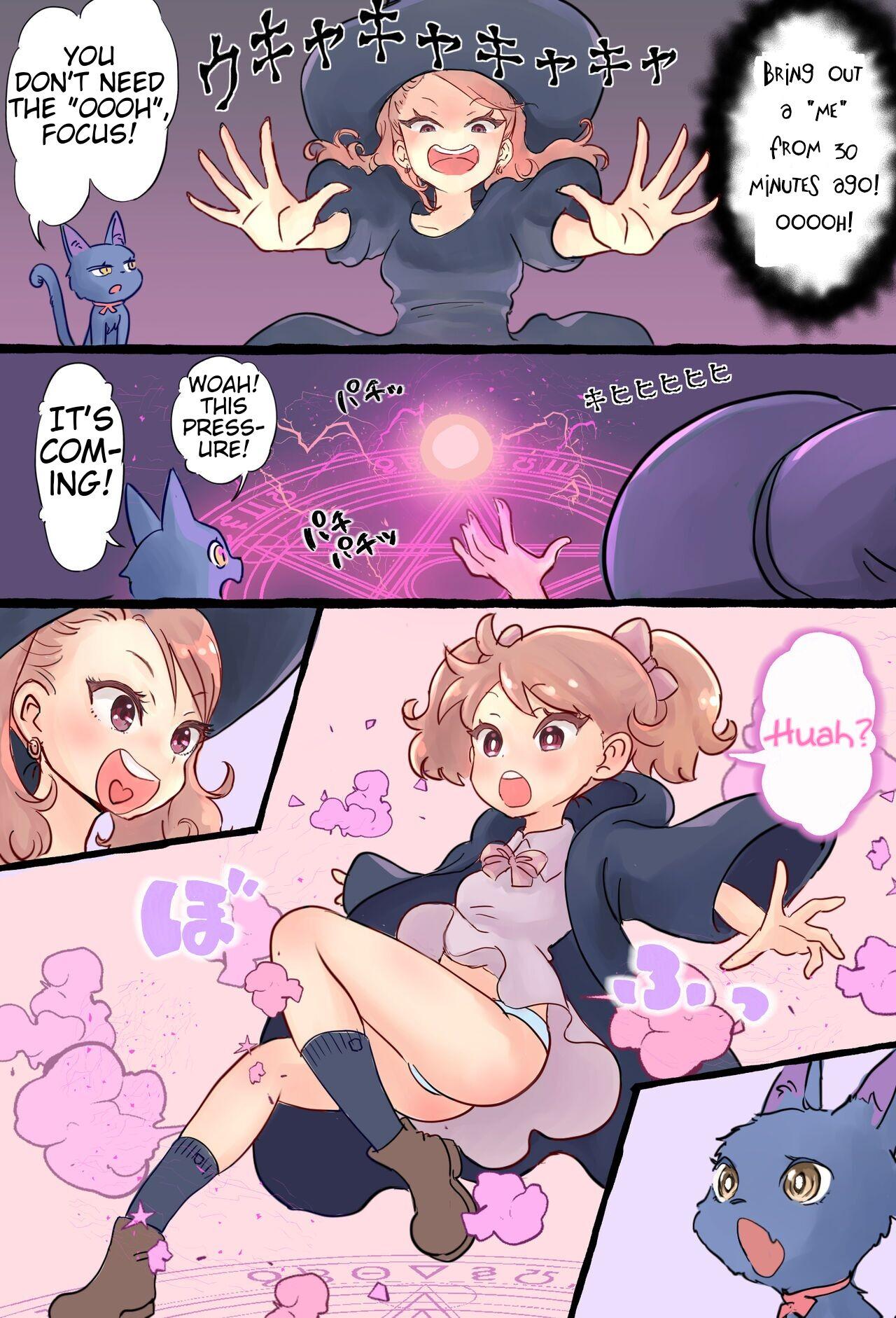 A story about a futanari witch who summons her past self with summoning magic and has sex with her smaller self 5