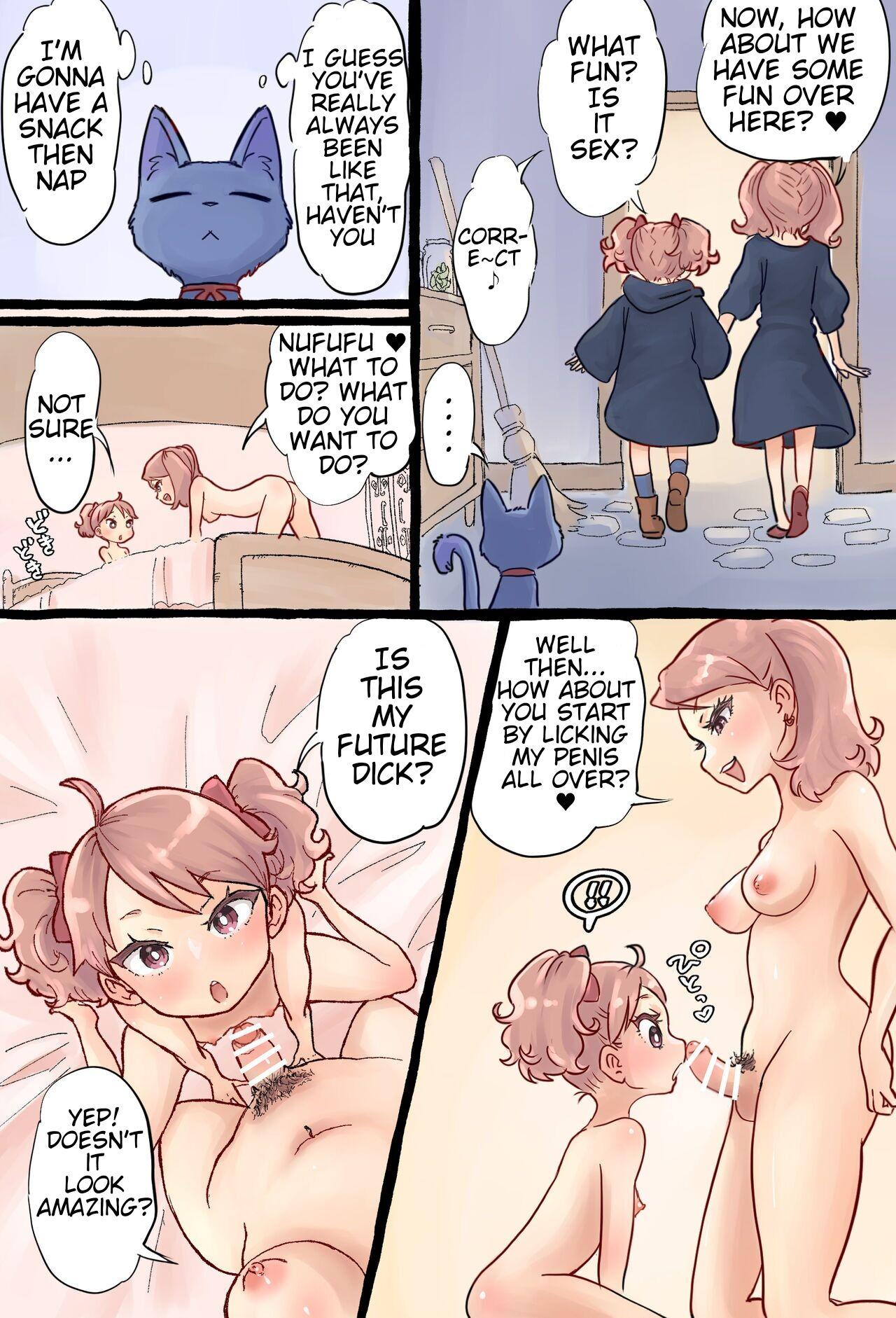 A story about a futanari witch who summons her past self with summoning magic and has sex with her smaller self 7