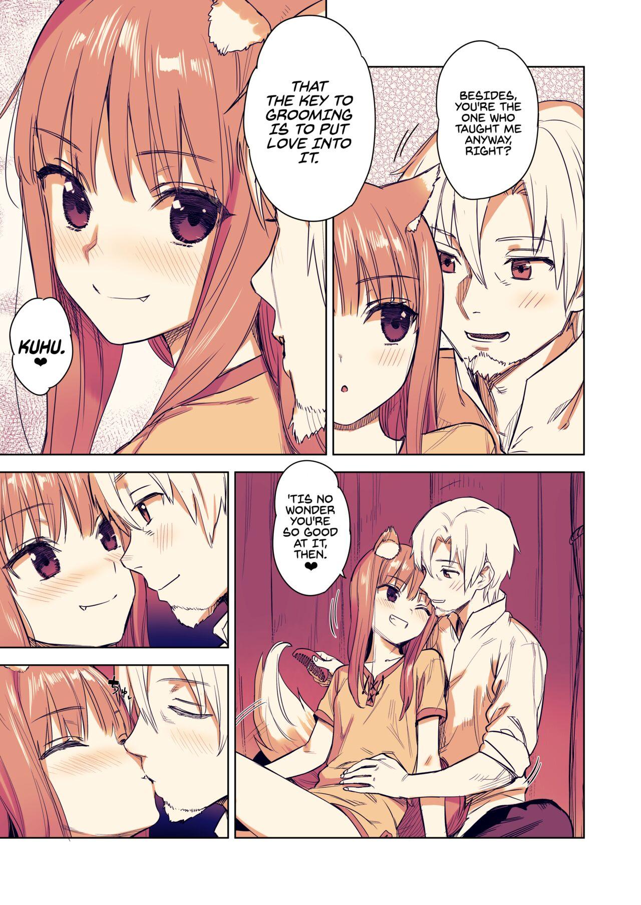 Rubbing Wacchi to Shippori Kezukuroi Hon | Affectionate Grooming With Me - Spice and wolf | ookami to koushinryou Squirting - Page 4