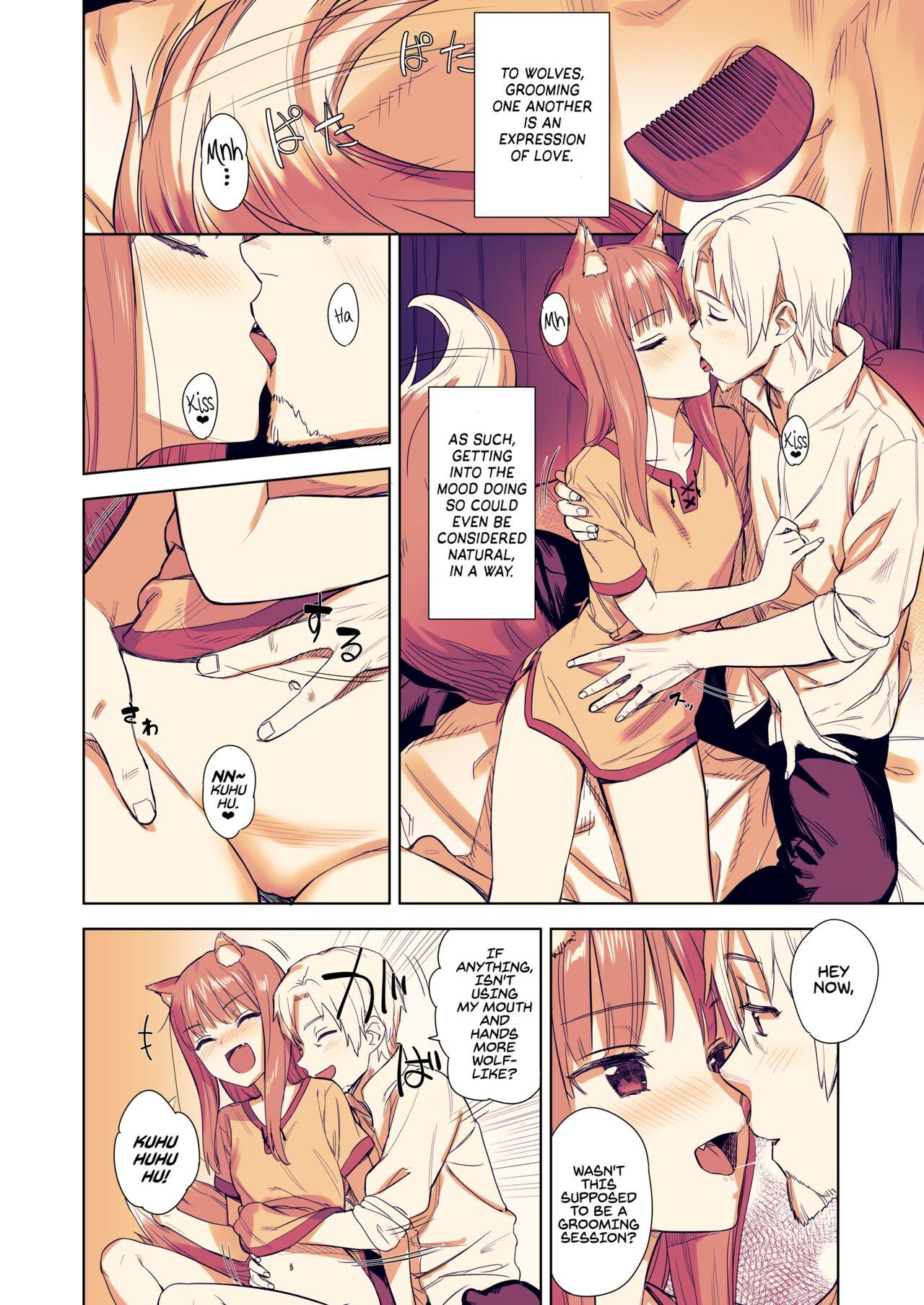 Rubbing Wacchi to Shippori Kezukuroi Hon | Affectionate Grooming With Me - Spice and wolf | ookami to koushinryou Squirting - Page 5
