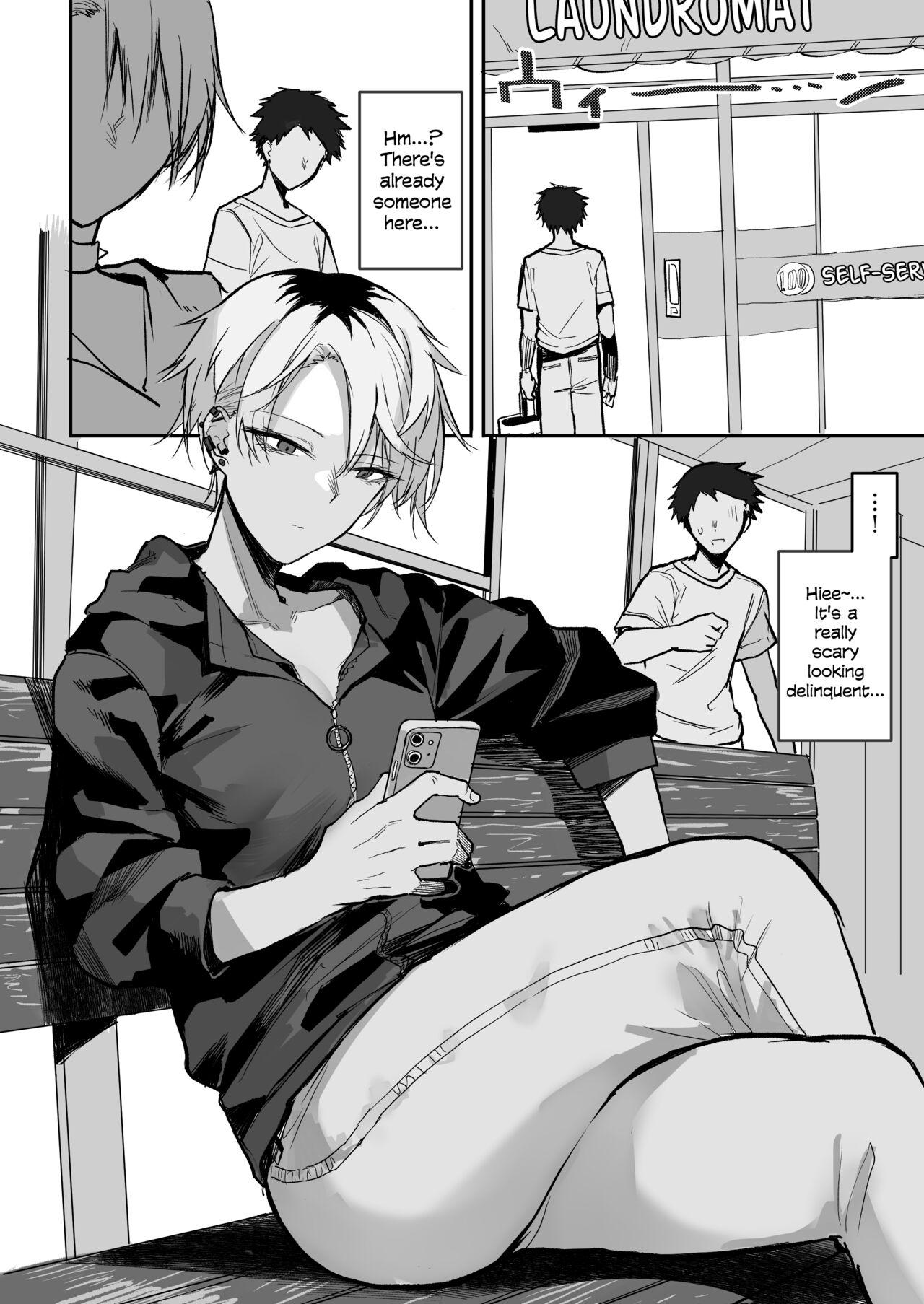 Porno Amateur Coin Laundry de Kowai Yankee ni Karamareru Manga | A Manga About Getting Mixed Up With A Scary Delinquent At The Laundromat - Original Juggs - Page 1