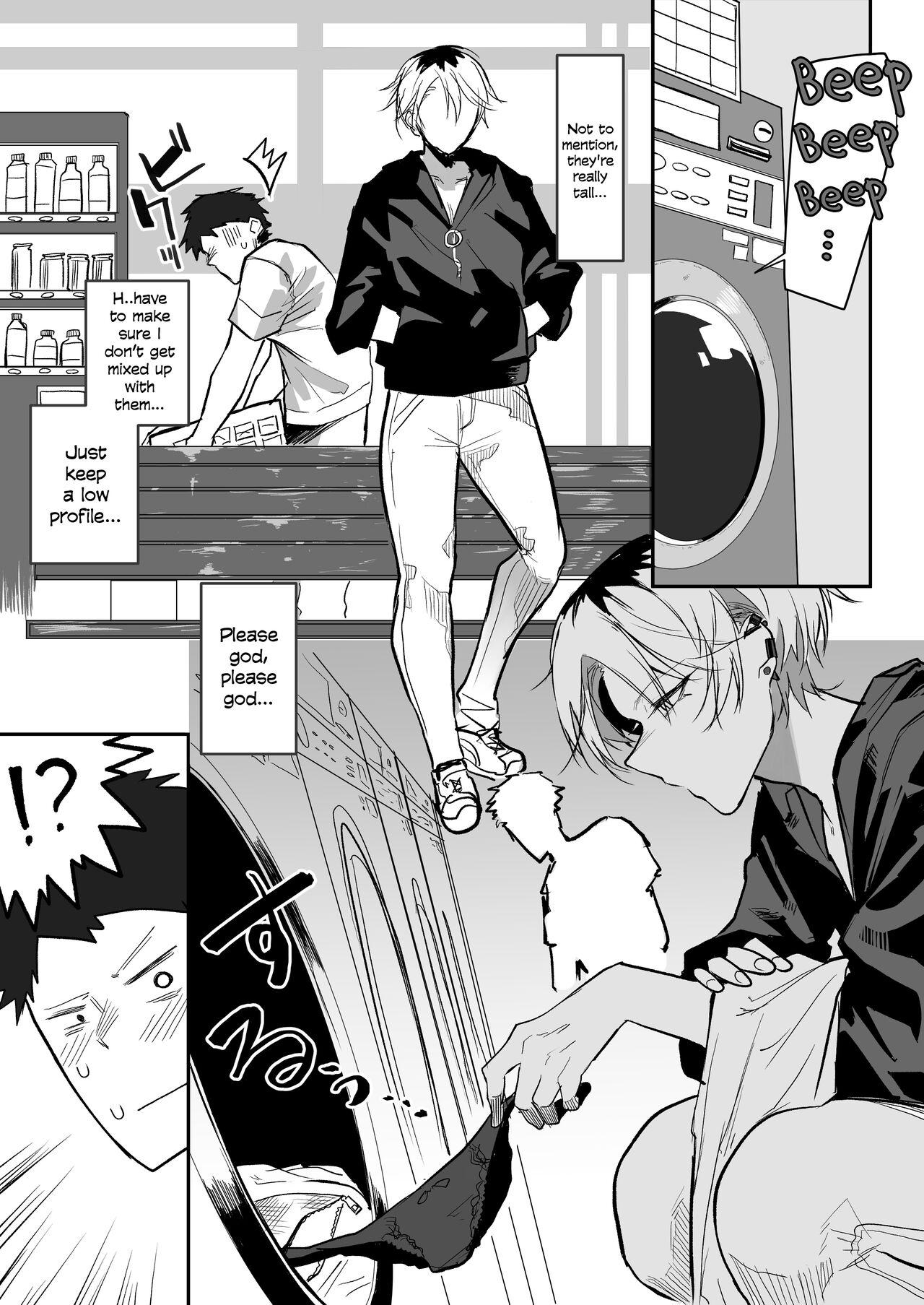 Porno Amateur Coin Laundry de Kowai Yankee ni Karamareru Manga | A Manga About Getting Mixed Up With A Scary Delinquent At The Laundromat - Original Juggs - Page 2
