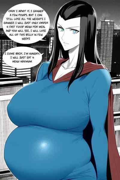 Expanding Heroine:Confronting the Virus Villain, Page 1 to 12,,, Weight gain anime girl, bbw, ssbbw, stuffing belly, SuperHero who gain a lot of weights because of a food addiction. 7