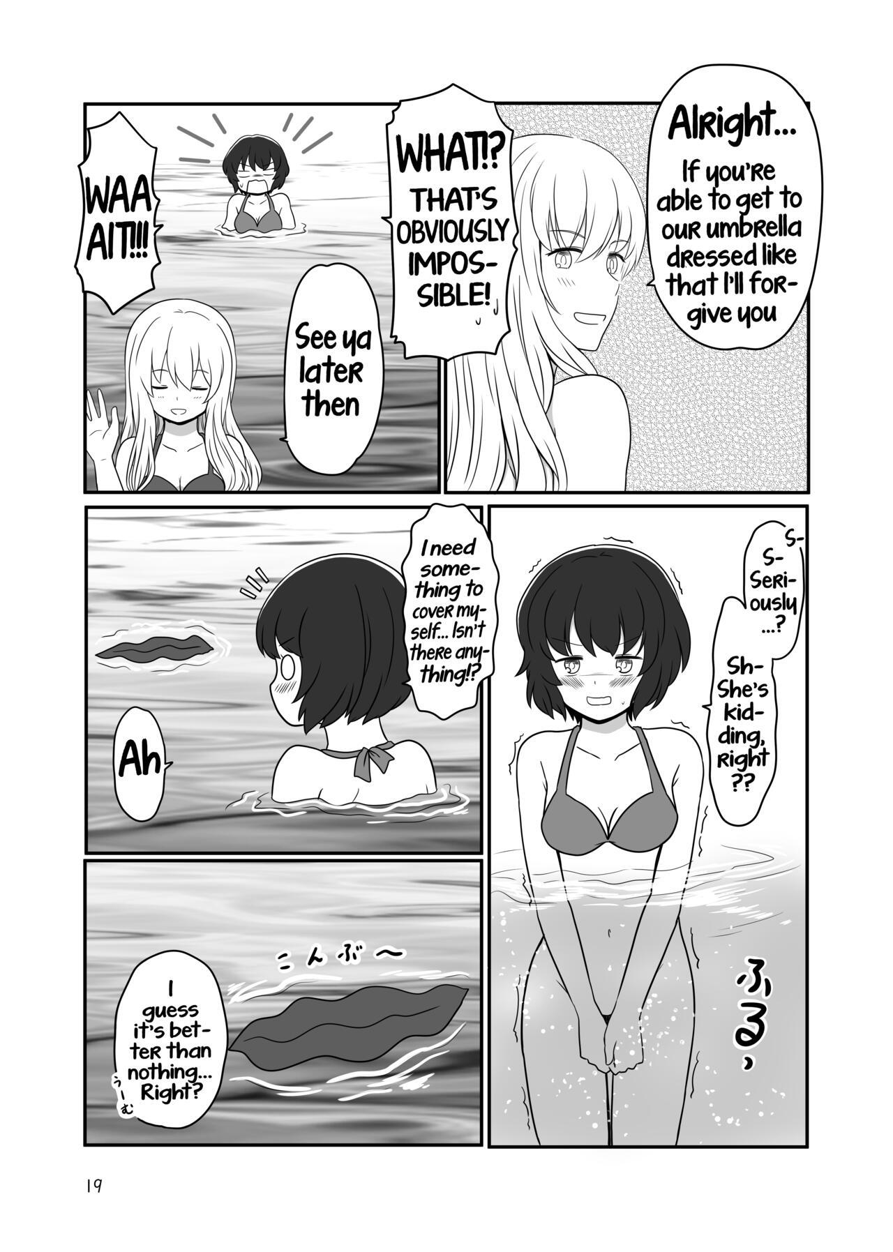A yuri couple does exhibitionism at the beach 17