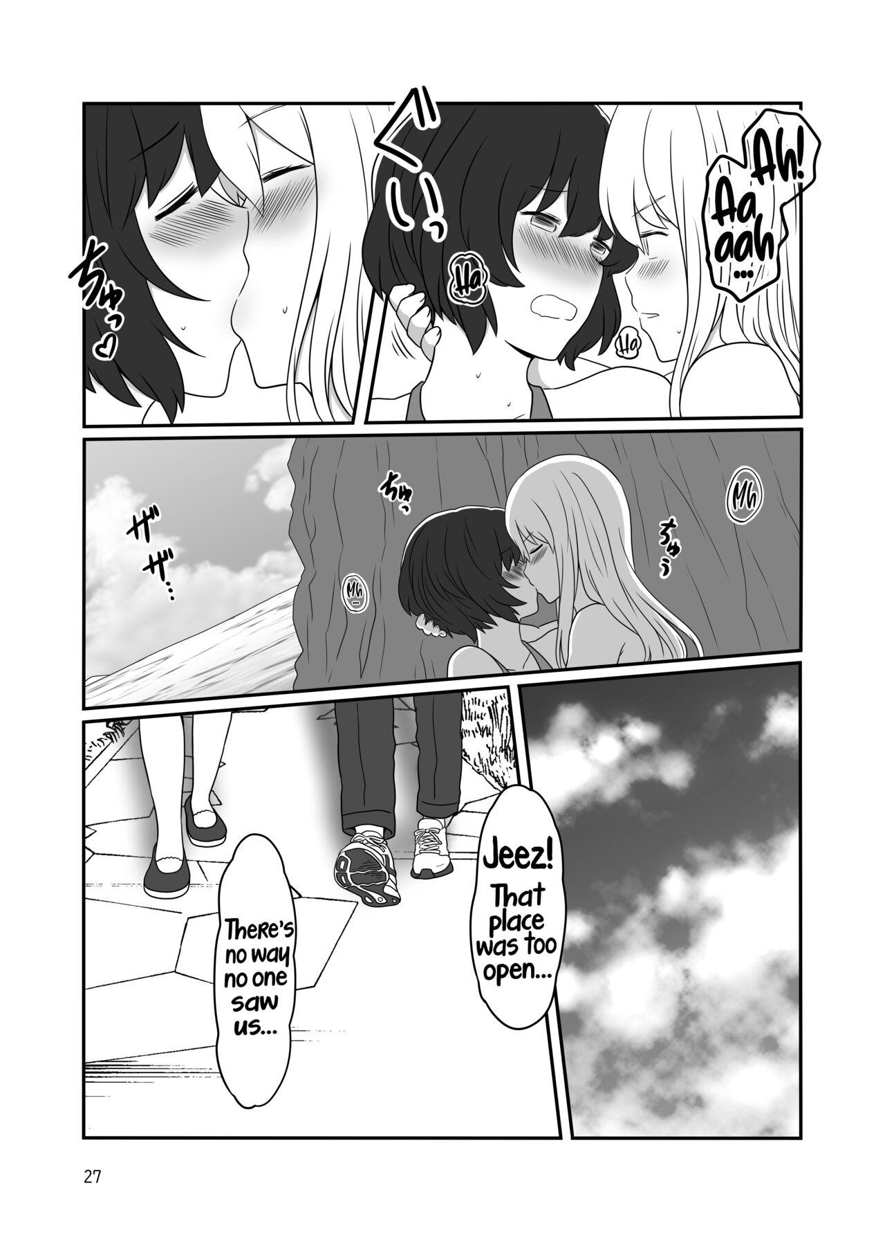 A yuri couple does exhibitionism at the beach 25